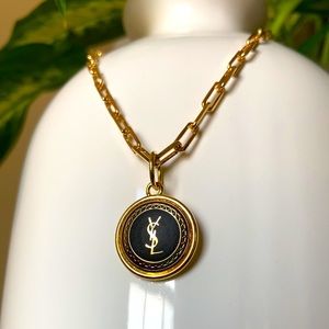 YSL black and gold paperclip necklace NEW